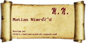 Matias Nimród névjegykártya